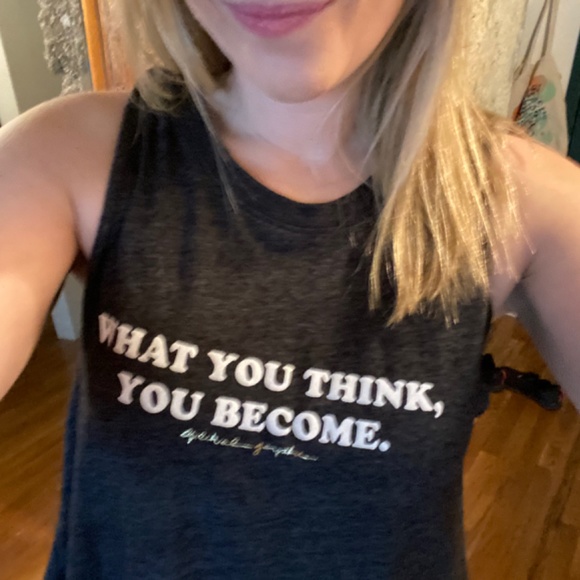 Spiritual Gangster what you think you become cropped graphic print muscle tank S - Picture 3 of 8